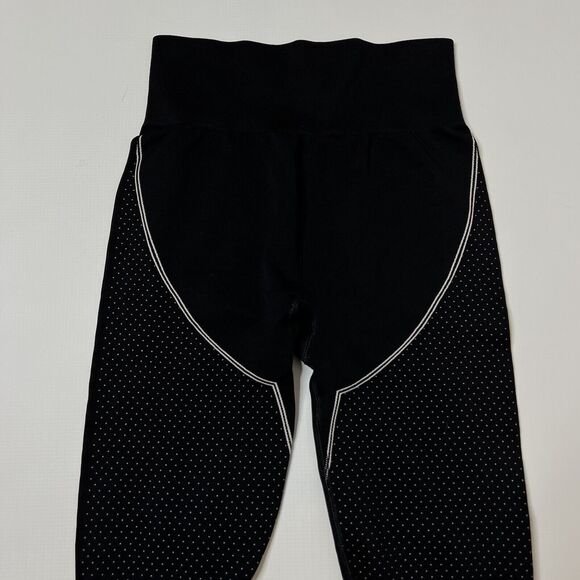 Carbon 38 Black White Leggings Polka Dot And Line Geometric Pattern XS Small - Picture 4 of 12